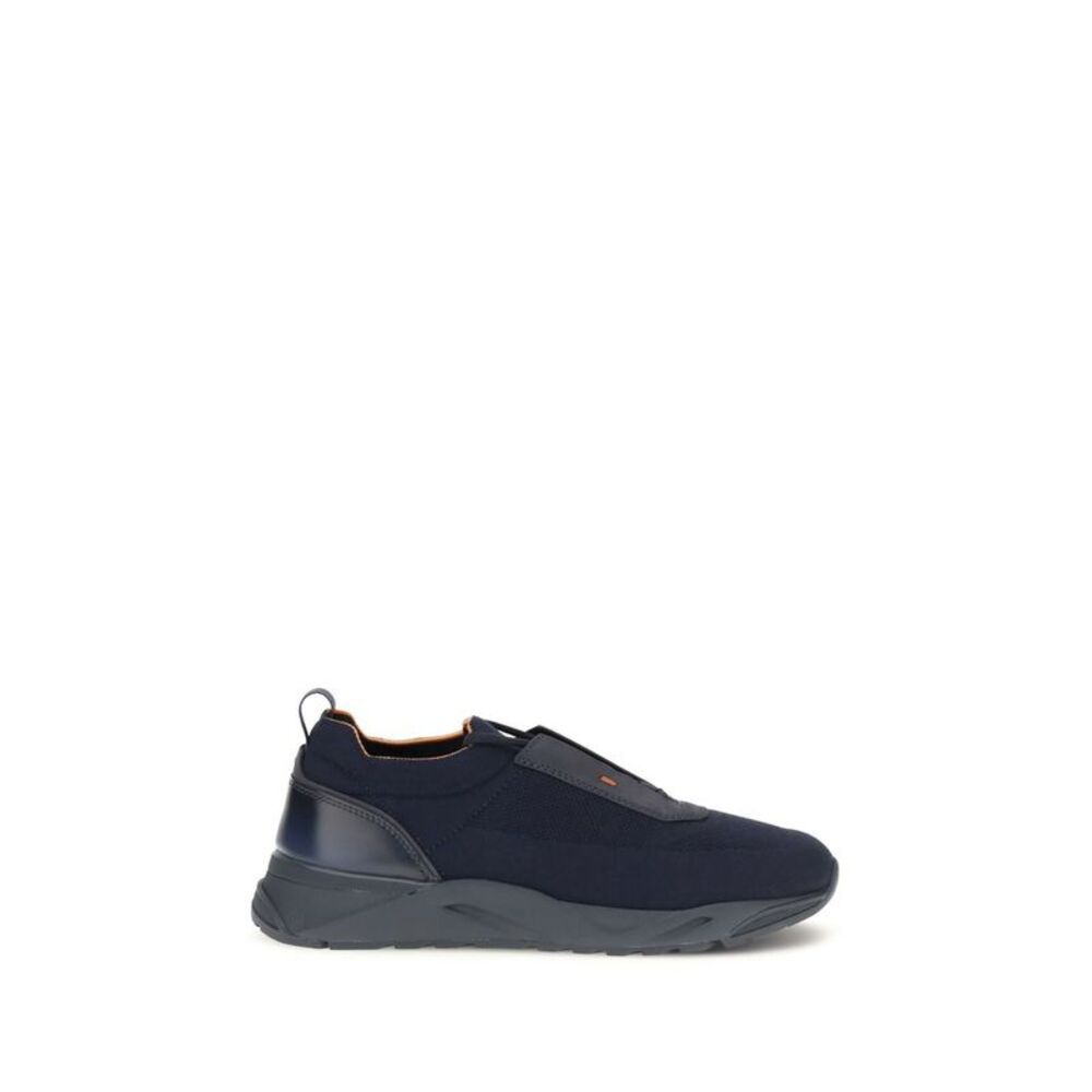 Santoni Blue Fabric Athletic Men's Sneakers